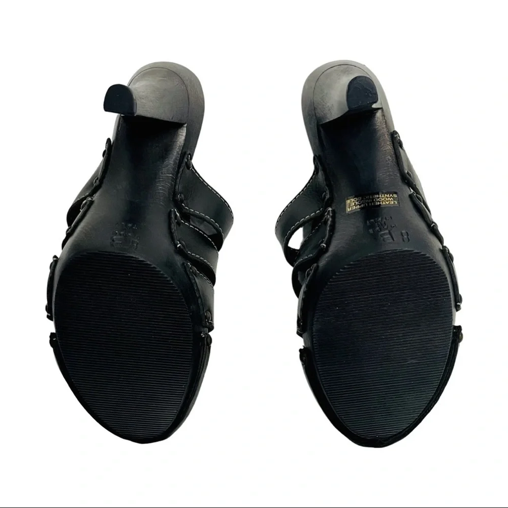 NIB Michael Kors Black Leather High Heel Stitched Clogs - Picture 8 of 10